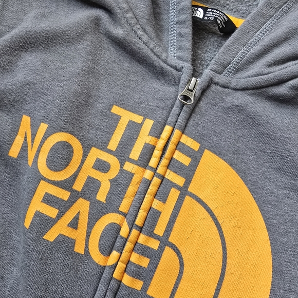 The North Face Kids Charcoal Hoodie with Bright Orange Logo - Picture 6 of 9